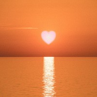 Heart sunset background, ocean design