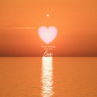 Sunset love quote background, heart design