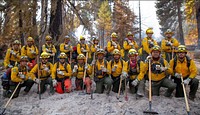 Mexican Firefighters Help in California. Five crews from Mexico helped on the SQF Complex in California. Photo by USFS. Original public domain image from Flickr