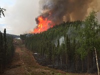 2021 USFWS Fire Employee Photo Contest Category: Landscape and FirePioneer Peak Hotshots complete a burnout operation on the west flank of the Swan Lake Fire on Kenai NWR in 2019.