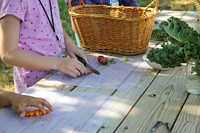 Kids chopping vegetable.