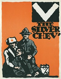 The silver chev'. Image of the cover page of an issue of The silver chev' magazine showing a military nurse and a military medic helping a solider. . Original public domain image from Flickr