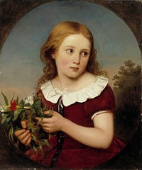 Tyttö kukkia kädessä, 1857, Erik Johan Löfgren