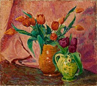 Two vases with tulips, 1915, by Alfred William Finch