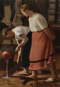 Scrubbing the floor, 1908, Juho Rissanen
