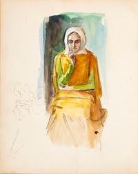 Neitsyt maria ruusutarhassa, harjoitelmasapart of a sketchbook, by Albert Edelfelt