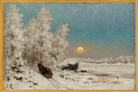 Winter night, moon rising, 1865 - 1900, Fredrik Ahlstedt