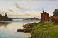 View of the barösund strait, a study, 1869, Hjalmar Munsterhjelm