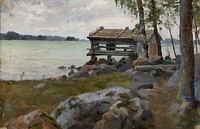 Seine shed, study for divine service in the uusimaa archipelago, 1881, by Albert Edelfelt