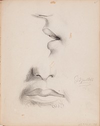 Nenä ja huulet sivulta ja edestä. merkitty: d 3 jan 1866., 1863 - 1866part of a sketchbook, by Albert Edelfelt