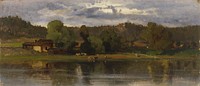 Cows at lakeside, evening atmosphere, 1870 - 1879, Hjalmar Munsterhjelm