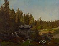 Vesimylly suomalaisessa metsässä, 1857, Werner Holmberg