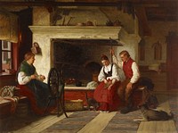 By the hearth, an ostrobothnian courting scene, 1871, by Adolf von Becker