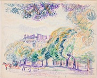 Kaupunkikuva, puistoa, ajureita, 1910 - 1911part of a sketchbook, by Magnus Enckell