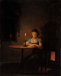 Young woman playing patience, 1807, by Alexander Lauréus