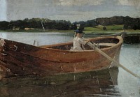 The artist's sister berta in a rowing boat, study, 1879, by Albert Edelfelt