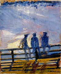 Boys on the shore railings, 1910, Juho Mäkelä