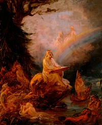 Väinämöinen playing the kantele, study, by Robert Wilhelm Ekman