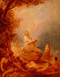 Väinämöinen playing the kantele, study, 1857 - 1858, by Robert Wilhelm Ekman