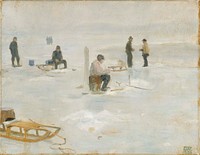 Winter fishing, 1906, Erik Werenskiold