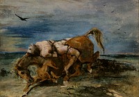 Mazeppa on the dying horse, 1824, Eugène Delacroix