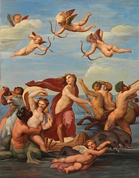 The triumph of galatea, a copy after raphael (raffaello sanzio), 1835 - 1853, Nils Jakob Olsson Blommér