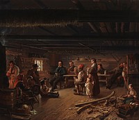 Pentti lyytinen recites poems in a cottage in savo, 1848, by Robert Wilhelm Ekman