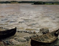 Boats on the shore, 1884, by Akseli Gallen-Kallela