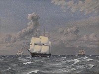 A frigate and some other ships cruising by C.W. Eckersberg