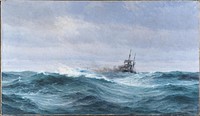 A ship in a storm on the Atlantic Ocean by Vilhelm Arnesen