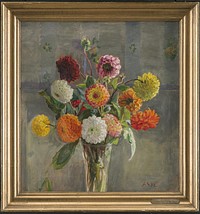 Dahlias in a glass by Anna Syberg