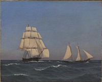 A privateer schooner eluding a pursuing frigate by C.W. Eckersberg