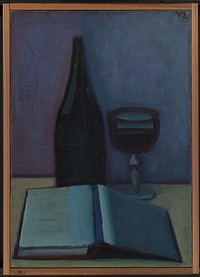 Still Life with a Book, a Glass and a Bottle by Vilhelm Lundstrøm