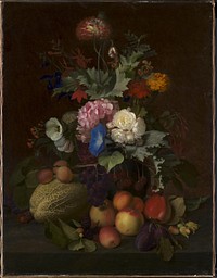 Still Life with Fruit and Flowers by Otto Diderich Ottesen