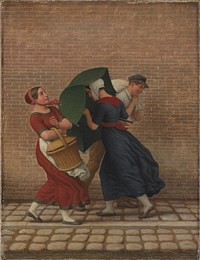 Street scene in wind and rain by C.W. Eckersberg