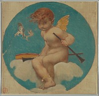 Study for Roundel with Putto Holding Attributes of Music, Pierrevictor Galland