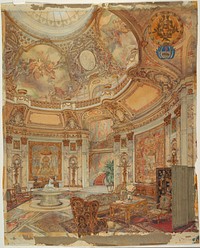 Rendering of the Grand Gallery of Honor, Palazzo Paz, Buenos Aires, Argentina