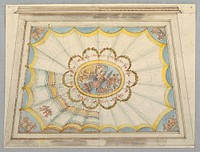 A Canopied Ceiling with Aurora in Central Panel, Felice Giani
