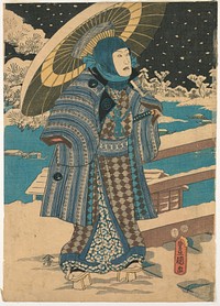 Part of a triptych: man with a parasol, Utagawa Kunisada
