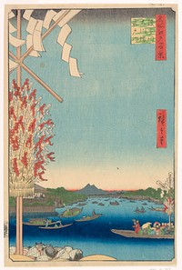 Miyato River by Great Bank of Asakusa River, No 68 from One Hundred Views of Edo (Asakusa-gawa Okawa-bata, Miyato-gawa), by Utagawa Kuniyoshi