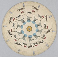 Phenakistiscope Disc with Cats and Donkey