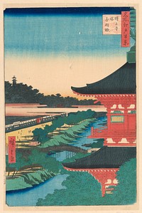 Pagoda of Zojoji Temple, Akabane (Zojoji-to, Akabane) From the Series One hundred views of Edo, by Utagawa Kuniyoshi