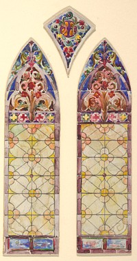 Stained glass window: right pane of three part design, John C Wolf