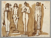 Four Statues in Egyptian Style, Felice Giani