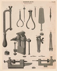 Horology: Clock Tools, pl. XX from "A Cyclopaedia of Horology - Rees's Clocks Watches and Chronometers", Abraham Rees