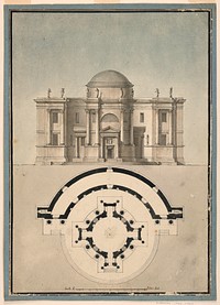 Design for a Classical Temple with a Tempietto and Semicircular Aedicule