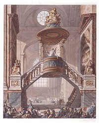 View of the Pulpit, Saint Sulpice, Paris (Second Project), Charles De Wailly