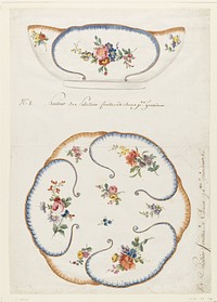 Design for a Painted Porcelain Feuilles de Choux (Cabbage Leaves) Salad Bowl