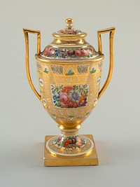 Urn with Gold and Flower Pattern