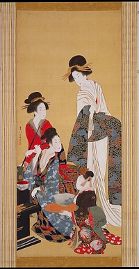 Courtesans Dressing and Making Up, Hishikawa Sori